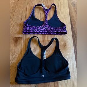 lululemon athletica Black Sports Bra and Black with Purple Print Racerback Set